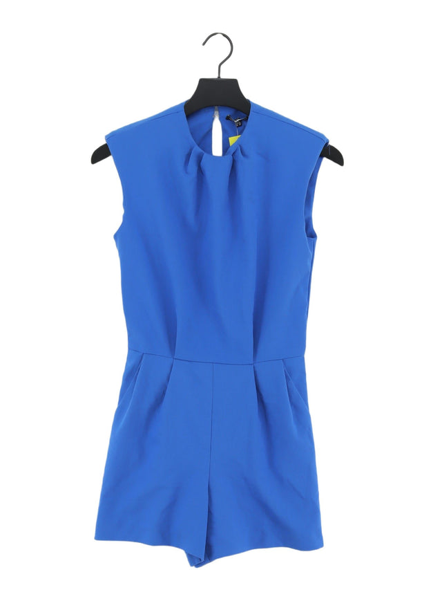 Warehouse Women's Playsuit UK 8 Blue Polyester with Elastane, Viscose