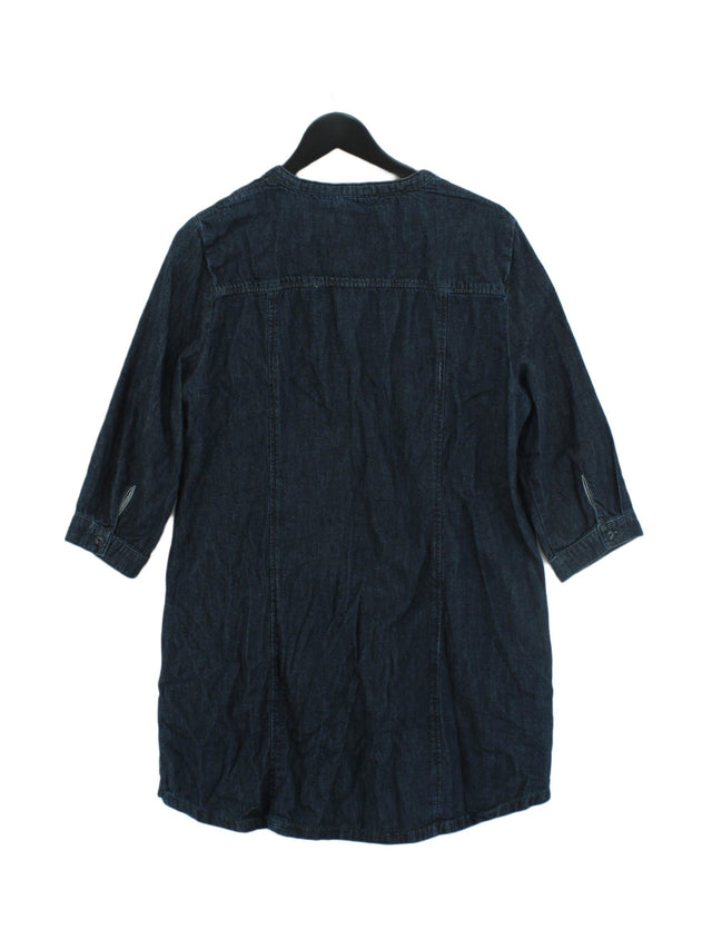 Seasalt Women's Midi Dress UK 14 Blue 100% Cotton