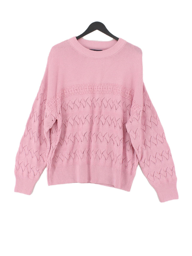 Crew Clothing Women's Jumper UK 18 Pink Cotton with Acrylic