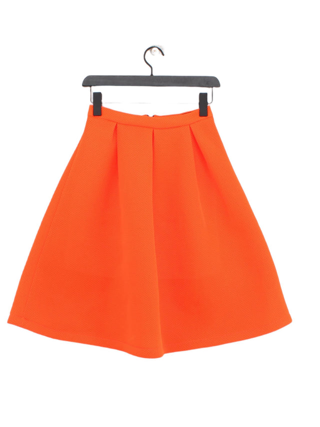 Topshop Women's Midi Skirt UK 8 Orange 100% Polyester