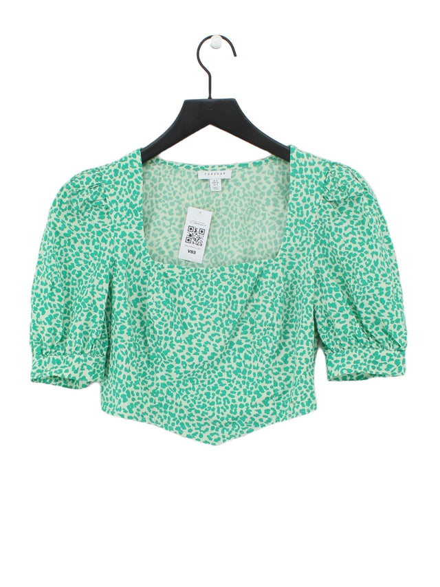 Topshop Women's Top UK 8 Green 100% Cotton