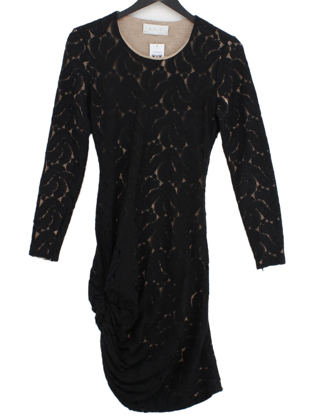 A.L.C. Women's Midi Dress XS Black Cotton with Nylon