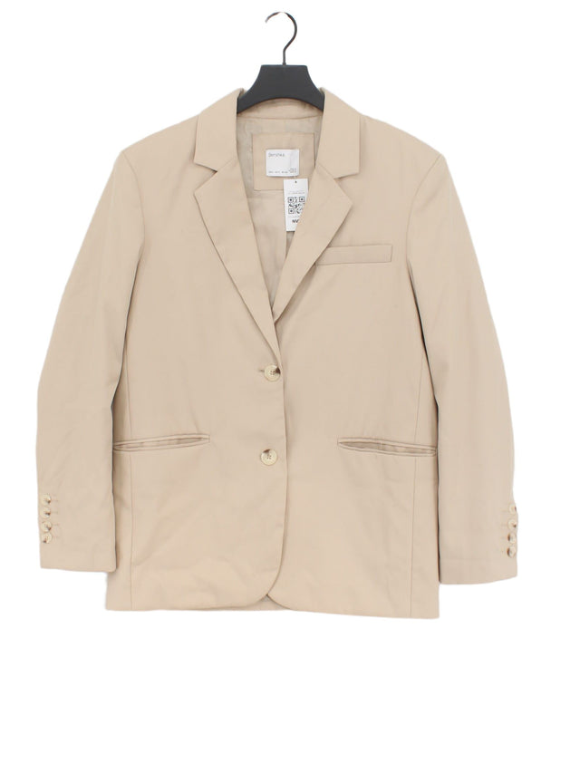 Bershka Women's Blazer S Tan Polyester with Viscose