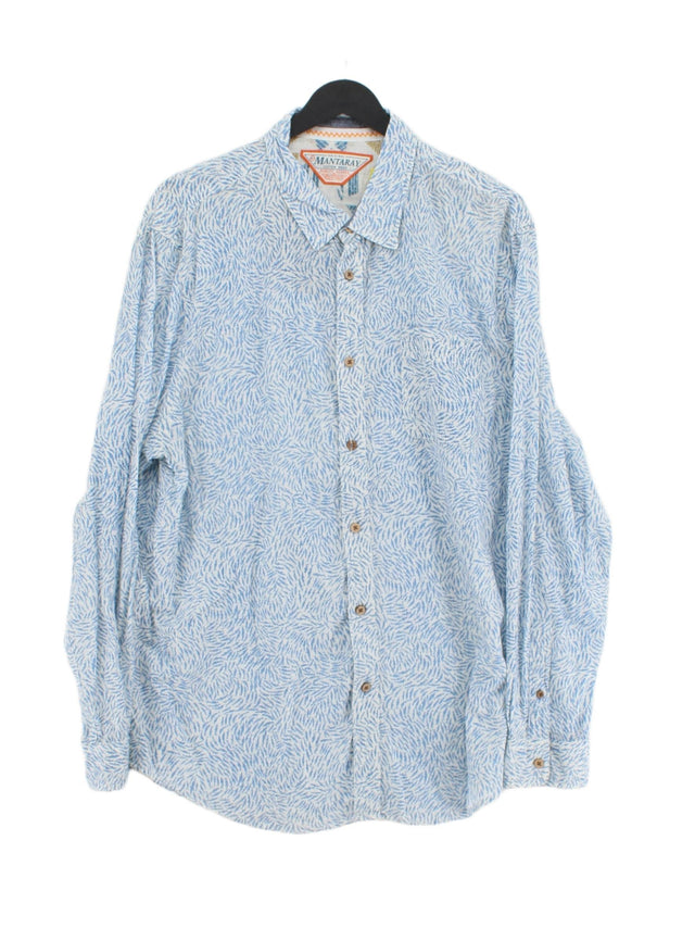 Mantaray Men's Shirt L Blue 100% Cotton