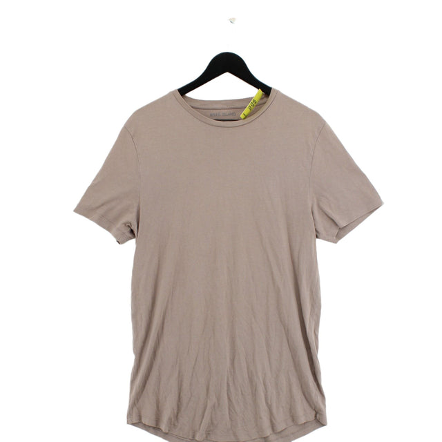 River Island Men's T-Shirt L Grey 100% Cotton