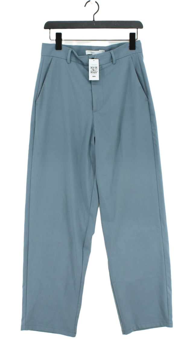 Bershka Women's Suit Trousers W 30 in Blue Polyester with Elastane, Viscose