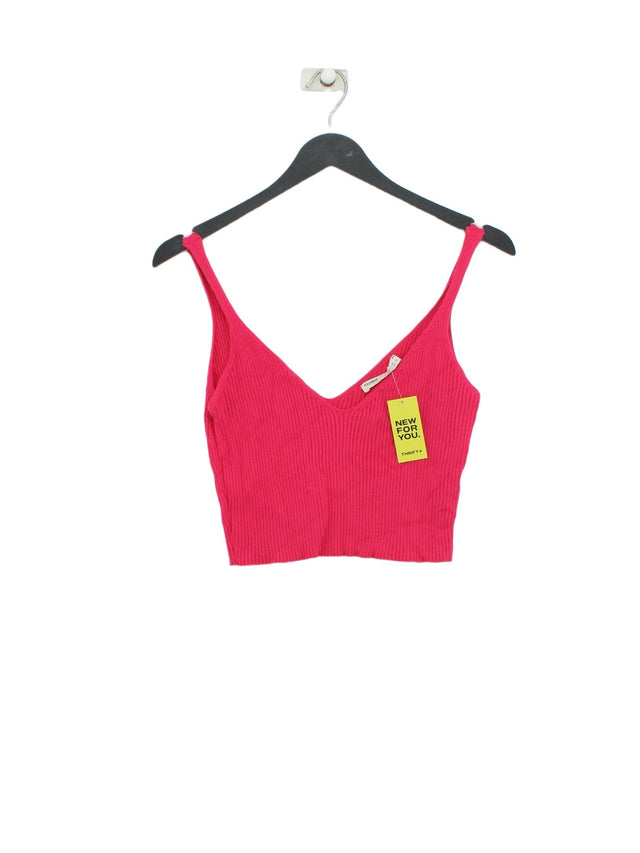 Pull&Bear Women's Top M Pink Viscose with Polyamide
