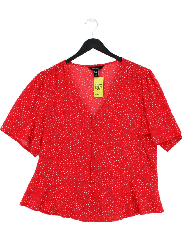 New Look Women's Blouse UK 16 Red 100% Polyester