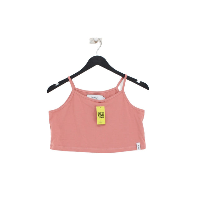 Hype Women's T-Shirt UK 14 Pink Cotton with Elastane