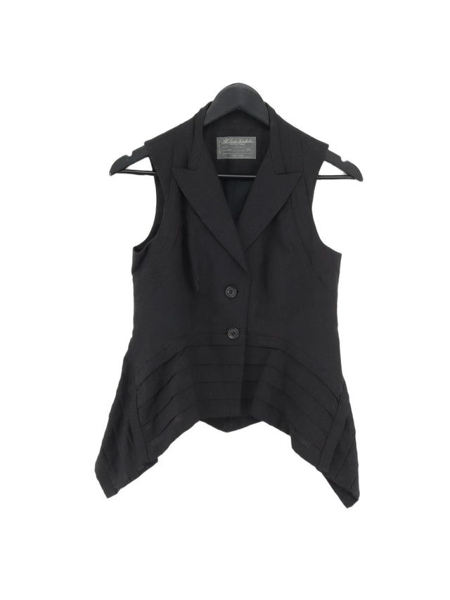 AllSaints Women's Coat UK 10 Black Linen with Cotton, Wool