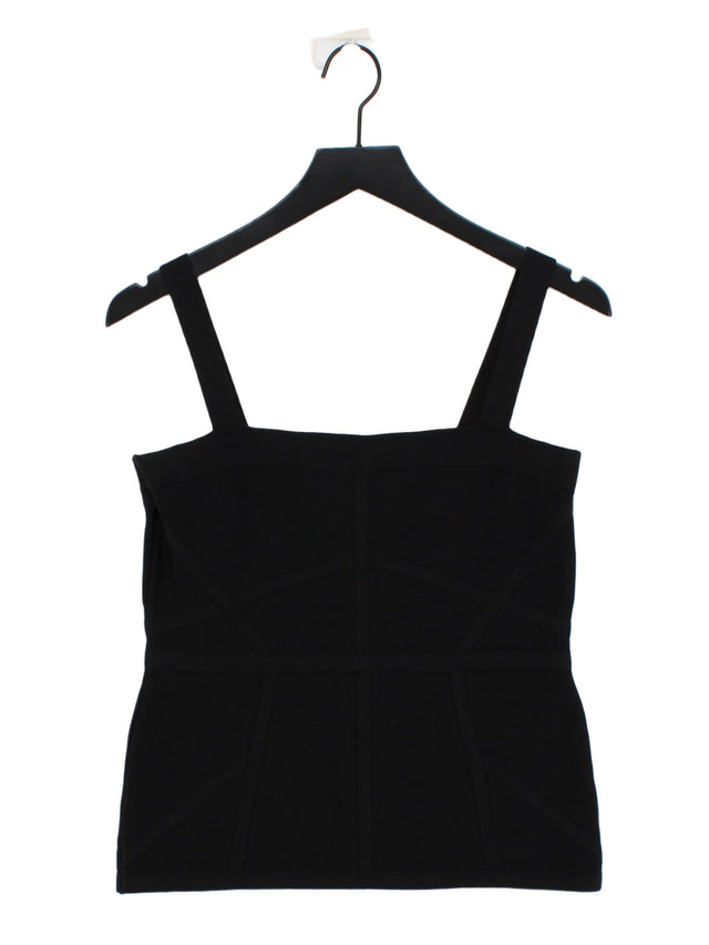 Diane Von Furstenberg Women's Top L Black Rayon with Polyester, Spandex