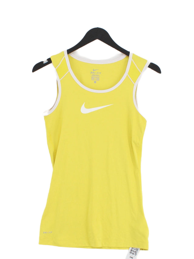 Nike Women's T-Shirt UK 4 Yellow Nylon with Elastane, Polyester