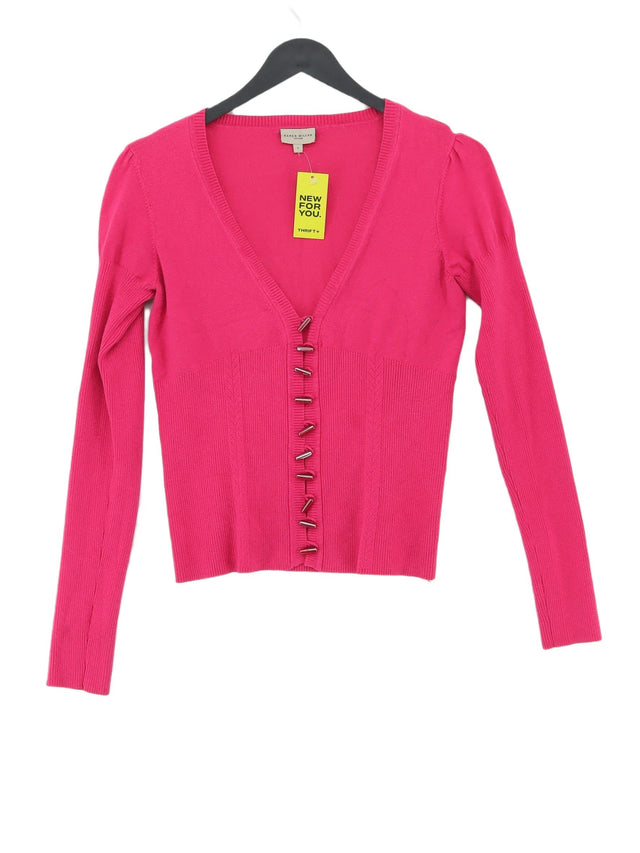 Karen Millen Women's Cardigan UK 10 Pink Cotton with Elastane, Nylon, Viscose