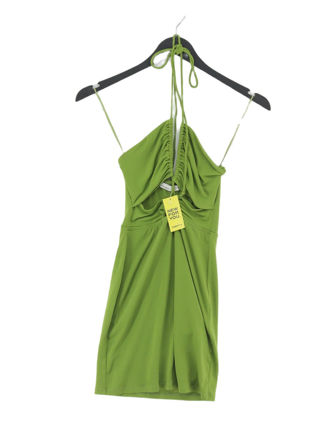 Pull&Bear Women's Mini Dress XS Green Polyester with Elastane