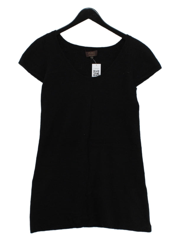 Pure Women's Midi Dress UK 16 Black 100% Cashmere