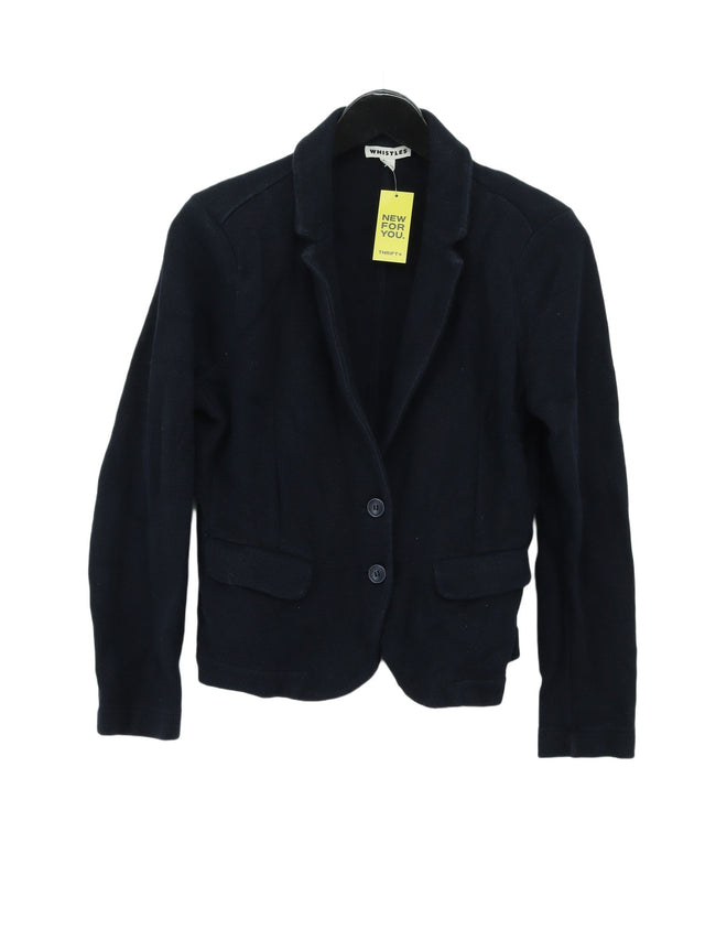 Whistles Women's Blazer UK 10 Blue 100% Cotton