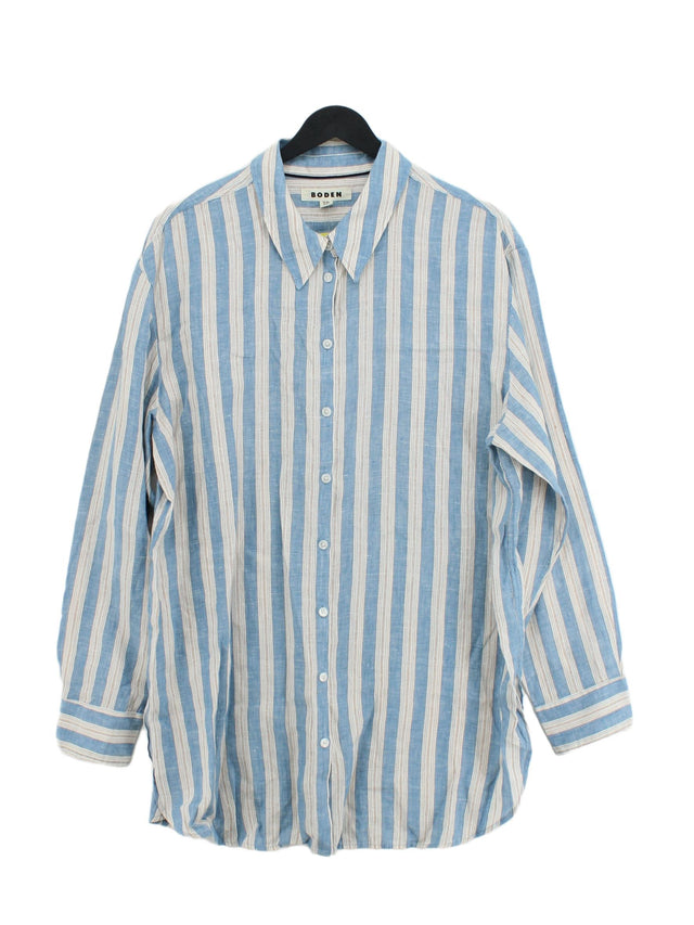 Boden Women's Shirt UK 16 Blue Linen with Other, Polyester