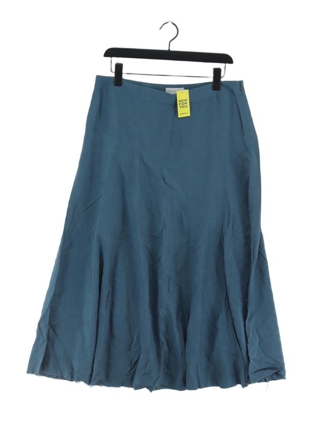Jigsaw Women's Midi Skirt UK 14 Blue 100% Cotton