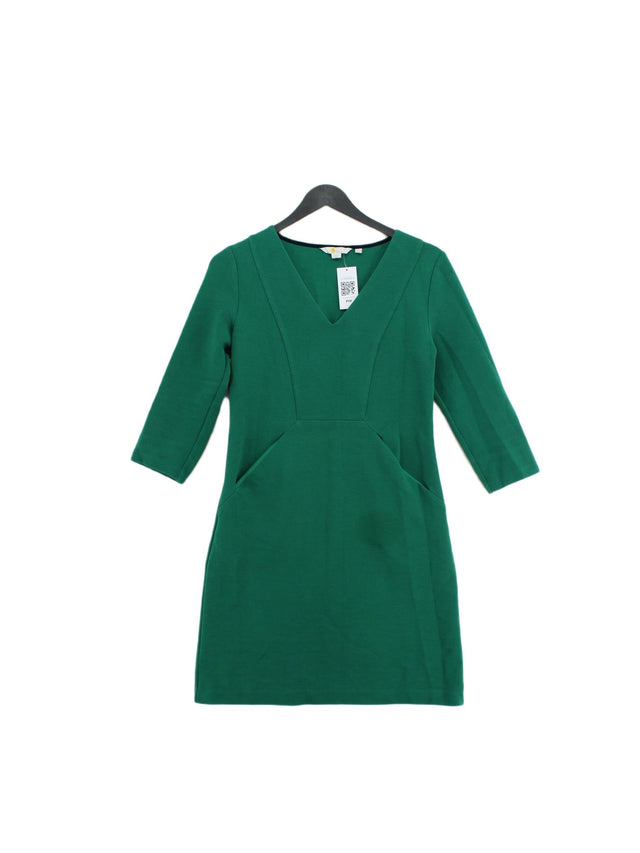 Boden Women's Midi Dress UK 8 Green Cotton with Elastane, Polyester