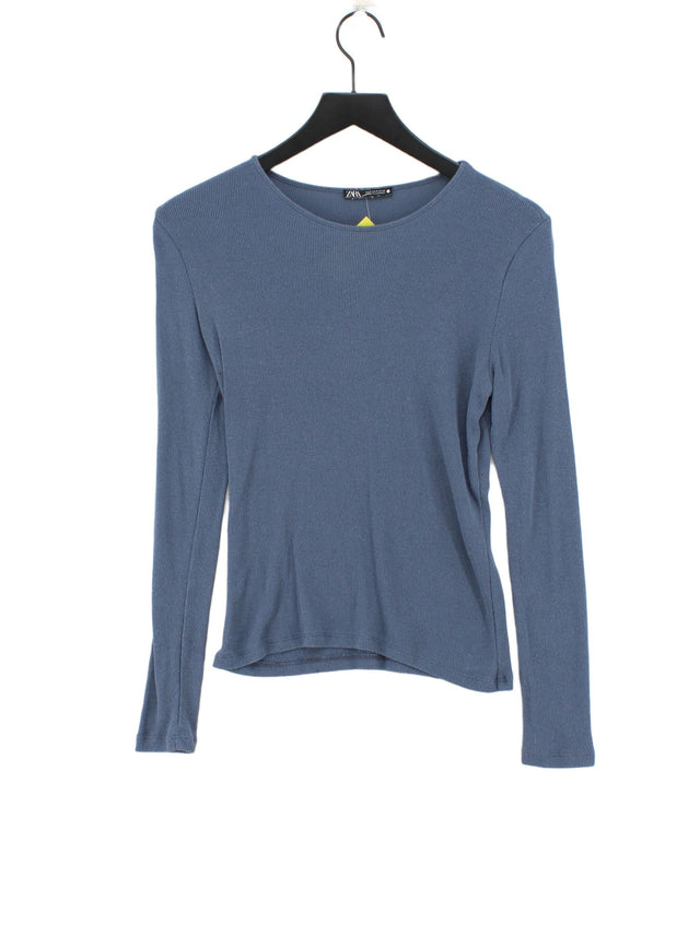 Zara Women's Top S Blue Viscose with Polyamide