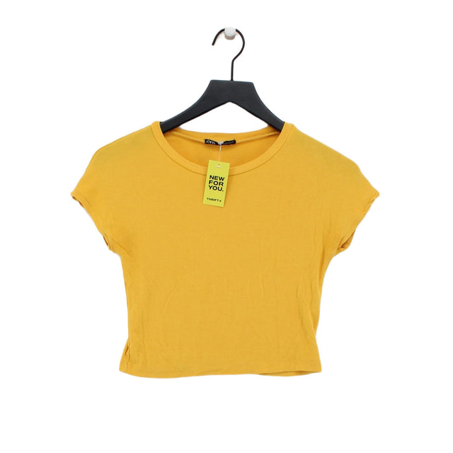 Zara Women's Top S Yellow Viscose with Elastane