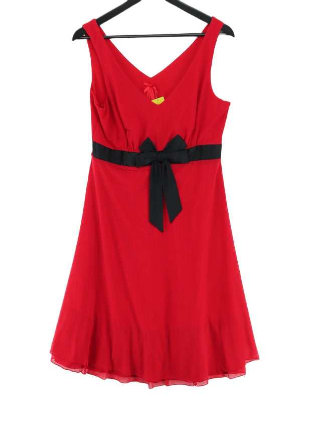 Next Women's Midi Dress UK 14 Red Nylon with Elastane