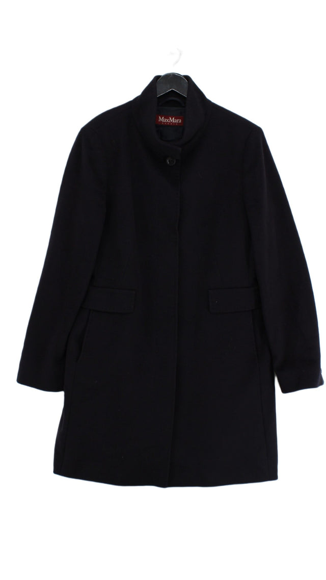 Max Mara Women's Coat UK 18 Blue 100% Wool