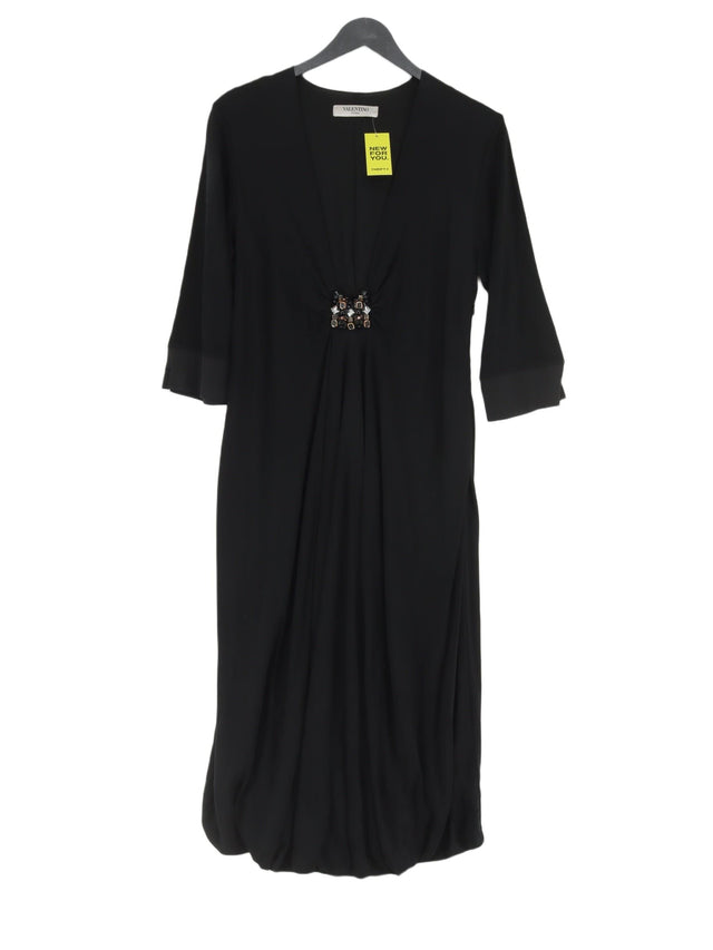 Valentino Women's Midi Dress M Black Viscose with Elastane, Polyester, Silk