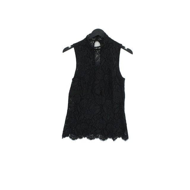 Karen Millen Women's T-Shirt UK 10 Black Cotton with Other, Polyamide, Viscose