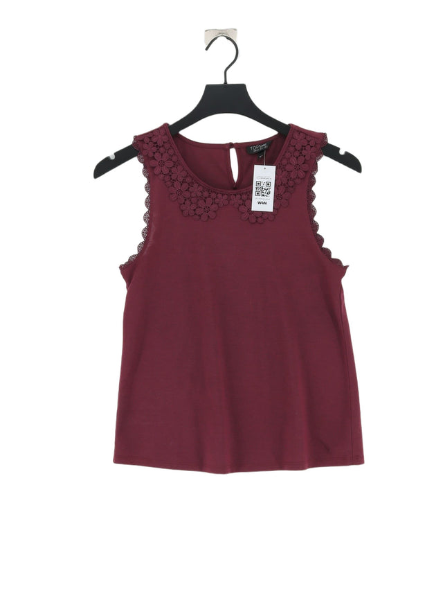 Topshop Women's Top UK 6 Red 100% Polyester