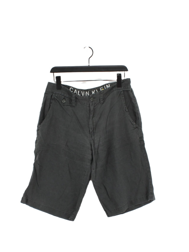 Calvin Klein Men's Shorts W 32 in Grey 100% Linen