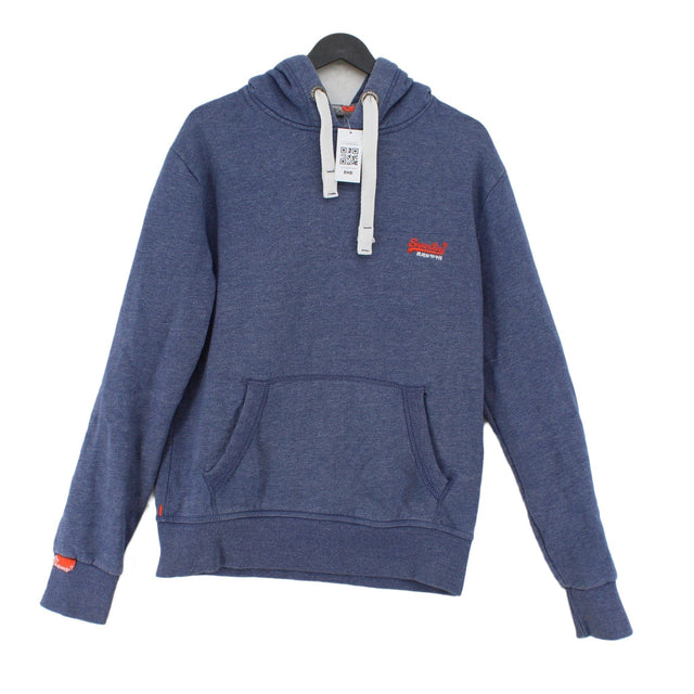 Superdry Men's Hoodie L Blue Cotton with Polyester
