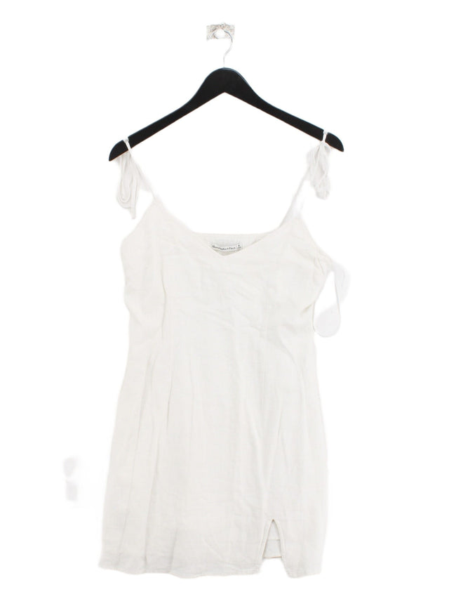 Abercrombie & Fitch Women's Midi Dress M White Linen with Viscose