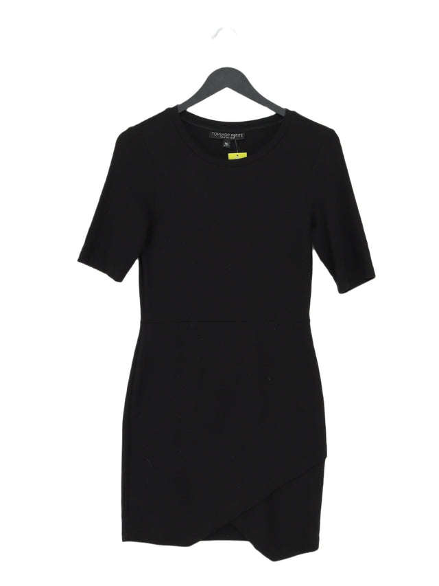 Topshop Women's Midi Dress UK 10 Black Viscose with Elastane, Polyamide