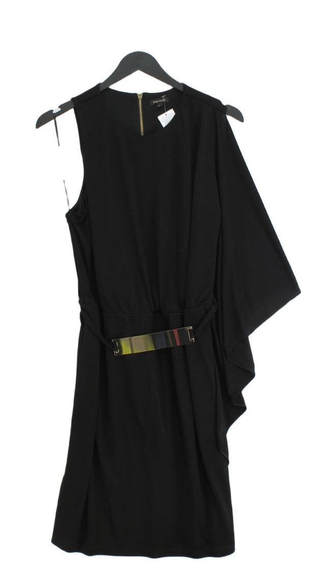 River Island Women's Midi Dress UK 16 Black 100% Polyester