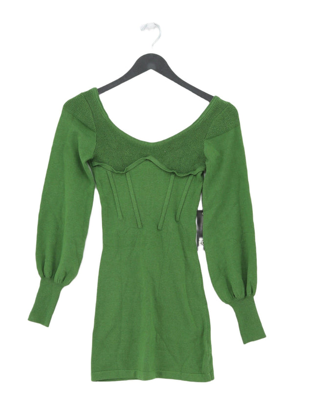 EGO Women's Mini Dress UK 6 Green Cotton with Nylon, Viscose