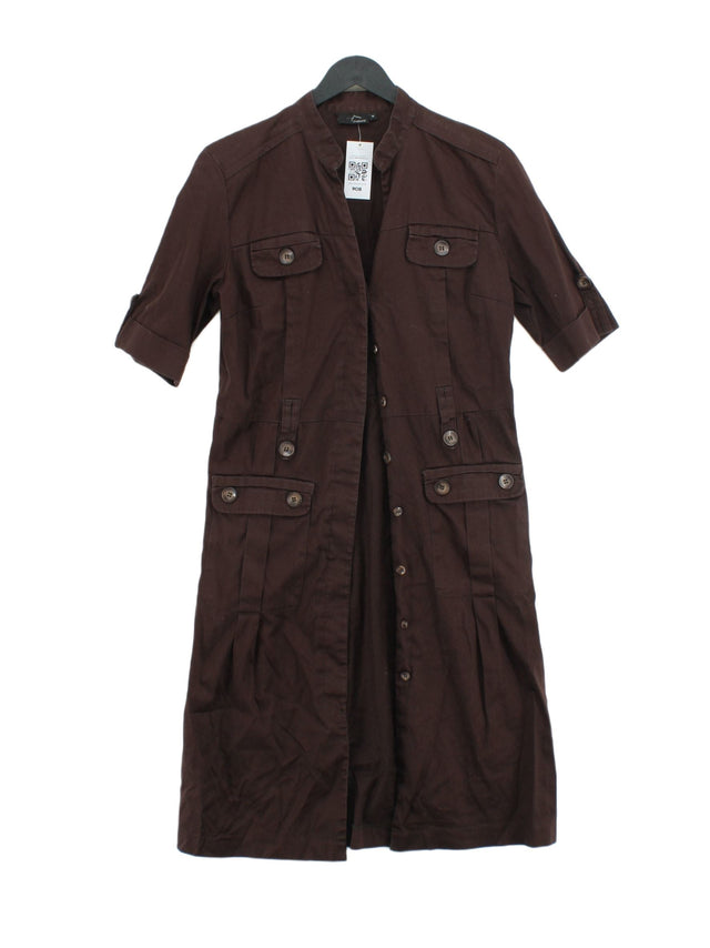 Next Women's Midi Dress UK 10 Brown Cotton with Elastane