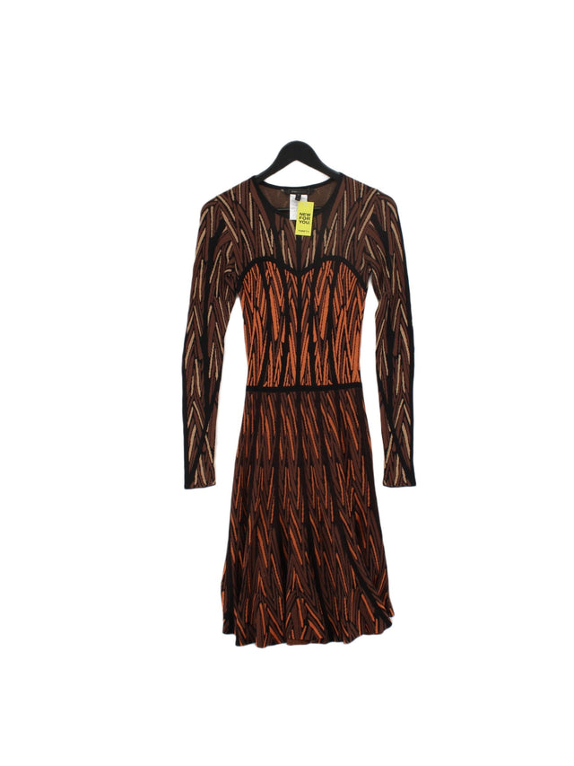 BCBGMAXAZRIA Women's Midi Dress XS Brown Silk with Cotton