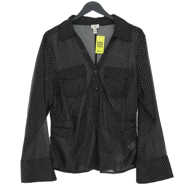 River Island Women's Shirt UK 14 Black 100% Polyester