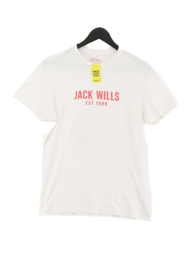 Jack Wills Men's T-Shirt S White 100% Cotton
