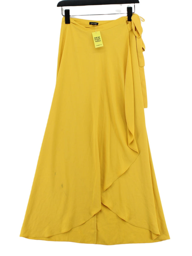 River Island Women's Maxi Skirt UK 6 Yellow 100% Polyester