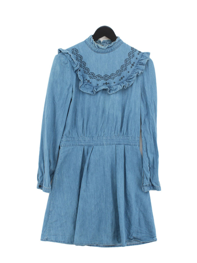 & Other Stories Women's Midi Dress UK 10 Blue 100% Cotton
