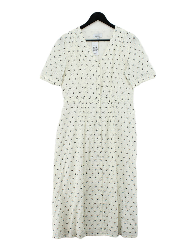 & Other Stories Women's Midi Dress UK 12 White 100% Cotton