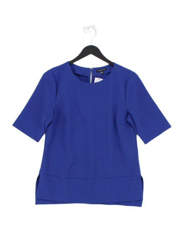 Warehouse Women's Top UK 10 Blue 100% Polyester