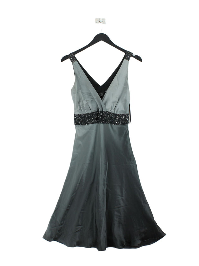 Ariella Women's Midi Dress UK 10 Grey Silk with Polyester