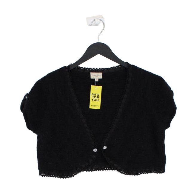 Karen Millen Women's Cardigan XS Black Wool with Nylon, Viscose