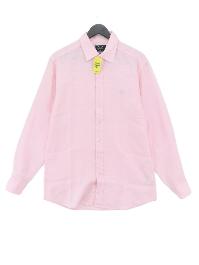 Crew Clothing Men's Shirt M Pink 100% Linen