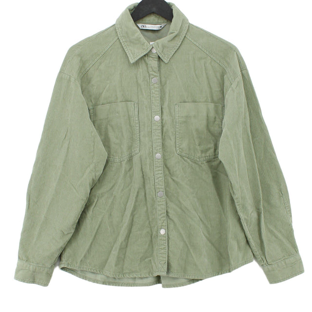 Zara Women's Shirt S Green 100% Cotton