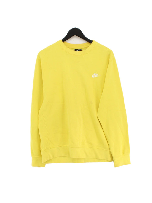 Nike Men's Hoodie M Yellow Cotton with Polyester