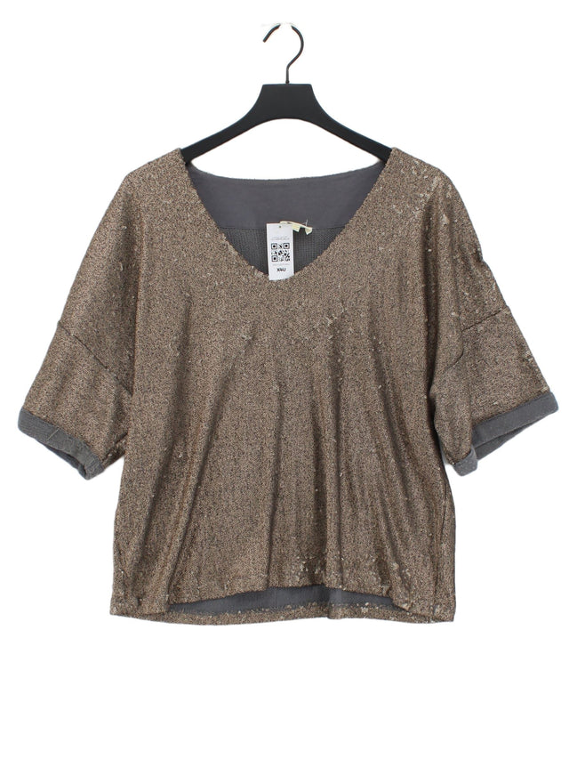 Deletta Women's Top L Gold Rayon with Spandex